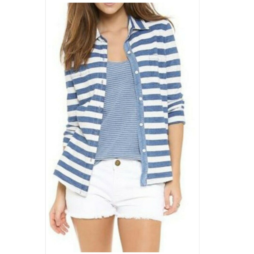 Splendid Cotton Fitted Button Down Knit Shirt